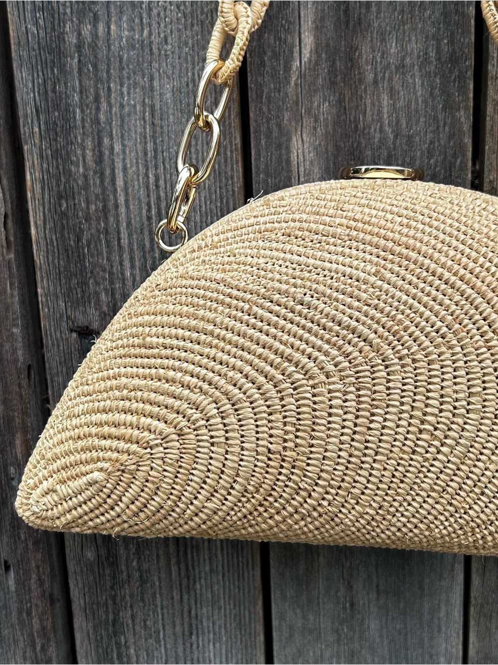 NWT Jonathan Simkhai Bridget Raffia Oyster Shell Clutch Natural Beige - Picture 8 of 16